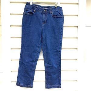 Jones New York Sport Petite Jean Capris Womens 10P Blue Denim Dark Wash Cropped